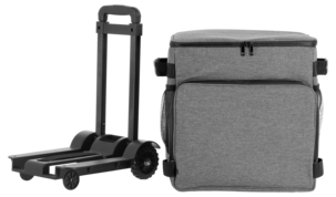 Suuri kylmälaukku, pyörät ja teleskooppikahva