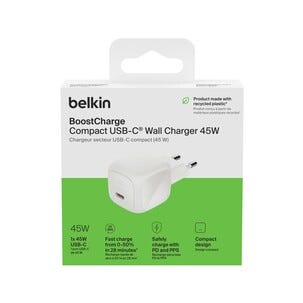 Belkin BoostCharge USB-C-laddare 45 W, WCA013kqWH
