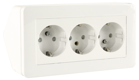 Schneider Exxact 3-osainen pinta-asennettava pistorasia kulmaan