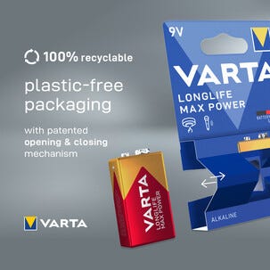 Varta Longlife Max Power 9 V batteri, 1 pack