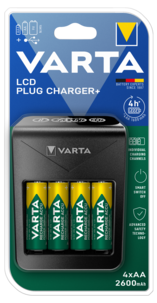 Varta LCD Plug Charger+ batterilader, 2600 mAh
