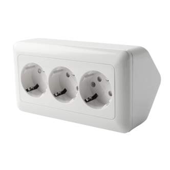 Cotech utenpåliggende 3-veis stikkontakt til hjørne