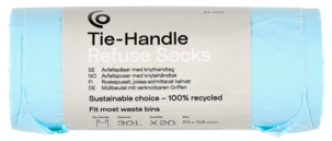Avfallspåsar med knythandtag 30 l, 20-pack