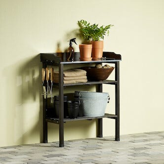 Planteringsbord utomhus svart, 76 x 37 x 92 cm