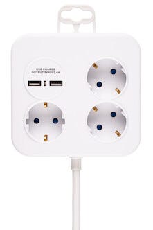 Grenuttag med USB-laddare 3-vägs