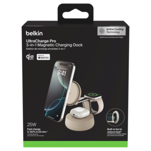 Belkin UltraCharge Pro 3-i-1 Qi2-lader, 25W