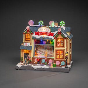 Konstsmide julby, Godterifabrikk med LED-belysning og musikk