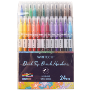 Writech Dual Tip tuschpennor dubbelspets, 24-pack