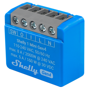 Shelly 1 Mini Gen4 smart wifi-relé med Matter