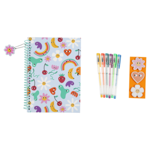 Notatbok for barn med 6 gelpenner og tilbehør