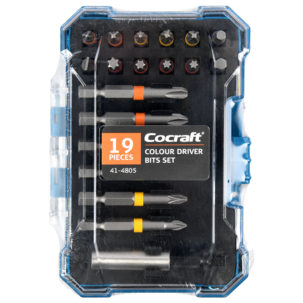 Cocraft bitssats S2-stål, korta och långa bits, 19 delar