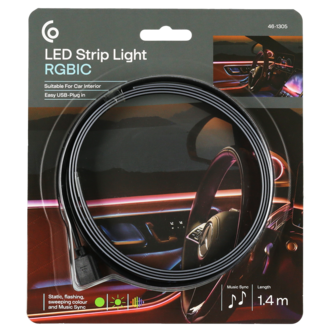 LED-list for bilinteriør RGBIC 1,4 m USB