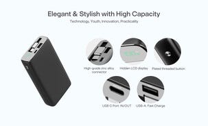 Powerbank med sladd, USB-C, 20 000 mAh