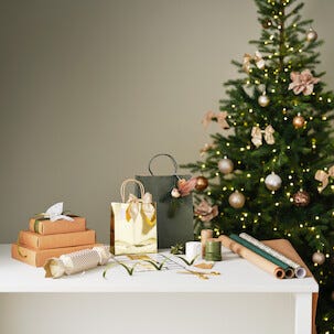 Presentpåse med handtag, guld, 3-pack