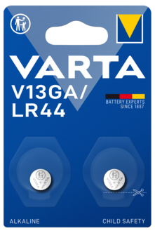 Varta V13GA/LR44 alkalisk batteri 1,5 V, 2-pakning