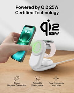 Belkin UltraCharge 3 in 1 vikbar Qi2-laddare, 25W