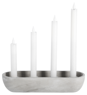 Adventsljusstake levande ljus grå, 30 x 10 cm