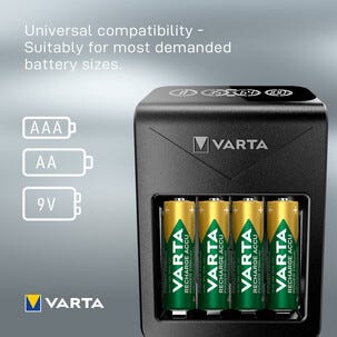 Varta LCD Plug Charger+ batteriladdare, 2600 mAh