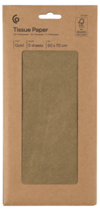 Silkepapir, gyllent, 50 x 70 cm, 5 ark