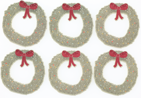 Presentetiketter julmotiv krans 6-pack