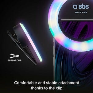 SBS RGB Selfie Ring Light til mobil, hvitt og farget lys