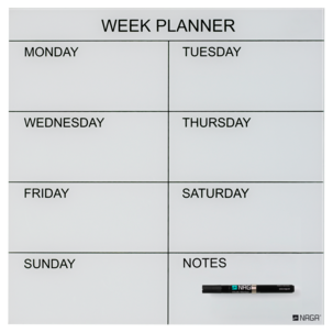 Naga magnetisk ukeplanlegger glasstavle hvit 45x45 cm