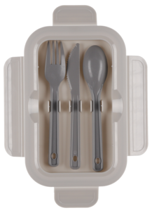 Matlåda med bestick och två fack