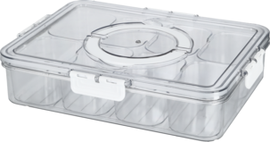 Snackslåda med 8 fack och bärhandtag