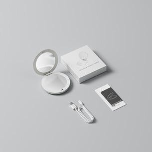 Fickspegel med belysning, laddningsbar, vit