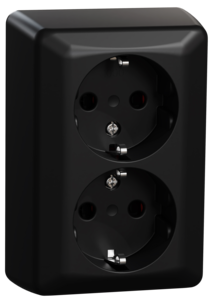 ELKO RS dobbel stikkontakt påvegg, svart