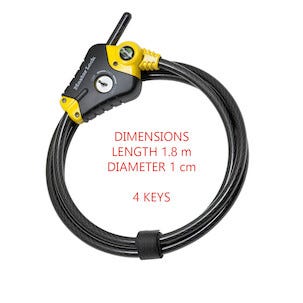 Masterlock Vaijerilukko ja avain 8433EURD, 180 cm