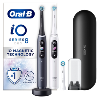 Oral-B iO 8s Duo elektrisk tannbørste, 6 innstillinger, 2-pakning