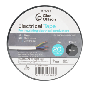 Elektrikerteip svart, 19 mm x 20 m