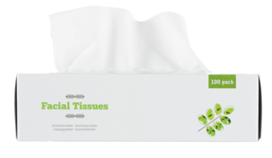 Tørre ansiktsservietter i boks, 100-pakning