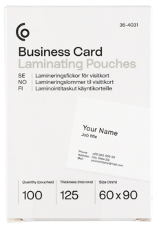 Lamineringsfickor för visitkort Exibel
