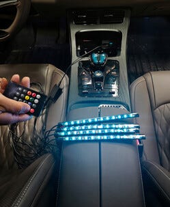 Interiørbelysning bil, lyslist LED, RGB, 4-pakning