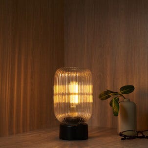 Batteridrevet bærbar bordlampe i glass, oppladbar