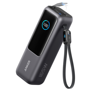 Anker Power Bank 25K 165 W, inbyggda USB-C-kablar