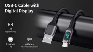 USB-A- til USB-C-kabel med display 60 W, 1 m