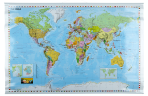 Stor världskarta, laminerad, 137 x 89 cm