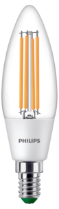 Varmvit LED-kronljuslampa E14 B35 2,3 W, Philips Ultra Efficient