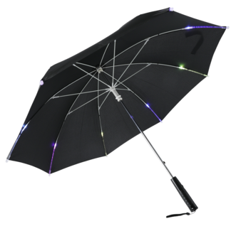 Paraply med LED-lys, svart, 103 cm diameter