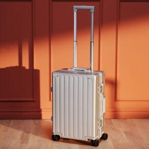 Kabinväska med 8 hjul, aluminium, grå, 56x38x22 cm