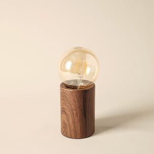Deco bordslampa E27 metall med mörk träoptik, Northlight