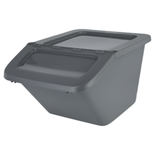 Oppbevaringskasse i plast med foldbart lokk, utendørs, grå