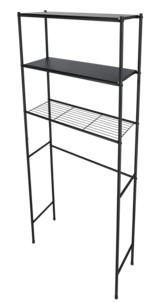 Kylpyhuoneen hylly wc-pöntön päälle musta, 65,5 x 24 x 163 cm