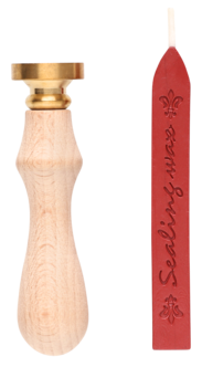 Lakkforsegling, seglstempel med krans og rød lakkstang