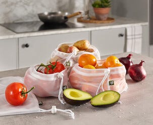 Nettpose for frukt og grønt, 4-pk