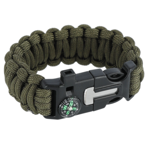 Överlevnadsarmband 5-i-1 med kompass, tändstål och visselpipa