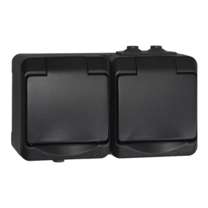 Cotech 2-veis, utenpåliggende utendørs vegguttak IP44